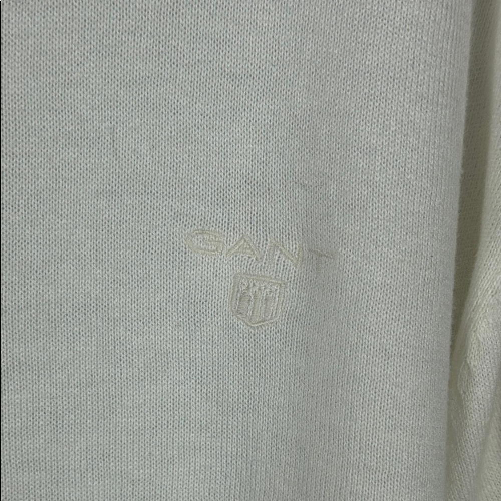 Gant White Cream Cotton Silk Wool Blend Crewneck Sweater Size XL - Picture 7 of 9